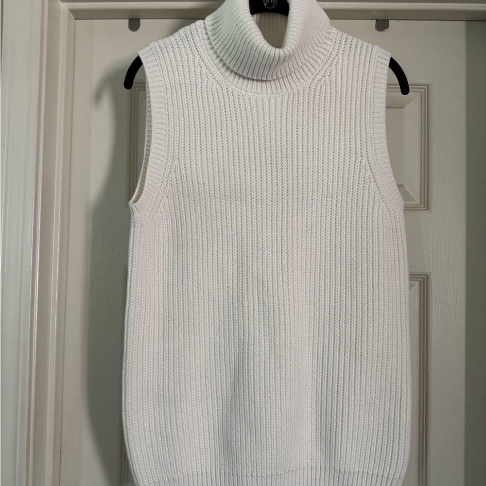 Michael Kors White Sleeveless Turtleneck Sweater